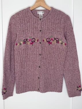 Northern Reflections Pink Floral Embroidered Cotton Blend Cardigan dainty boho